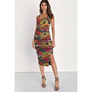 Don't Ruche It Black Multi Abstract Print Mesh
Ruched Midi Dress